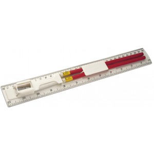 30 cm-es vonalz s rszerkszlet, fehr