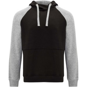 Roly Badet uniszex kapucnis pulver, Solid black, Heather grey
