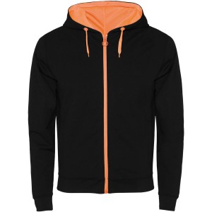 Roly Fuji uniszex cipzros pulver, Solid black, Fluor Orange