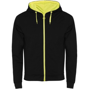 Roly Fuji uniszex cipzros pulver, Solid black, Fluor Yellow